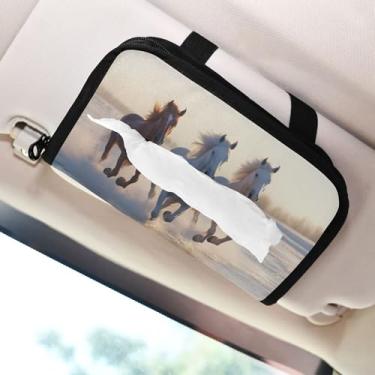 Imagem de SEHANY Suporte de lenços de carro Majestic Horse, caixa de lenços para carro, viseira solar, porta-guardanapos retangular, dispensador de máscara de carro, caixa de lenços de papel para automóveis