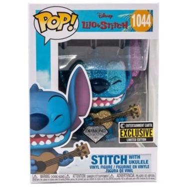Imagem de Brinquedo Stitch que Brilha com Decoração de Glitter de Diamante e Figura Colecionável Ukulele Diamond Glitter, Funko, Azul