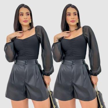 Imagem de Kit 2 Cropped Suplex Manga Longa Princesa Tule Moda Festa - SWISS BOUT