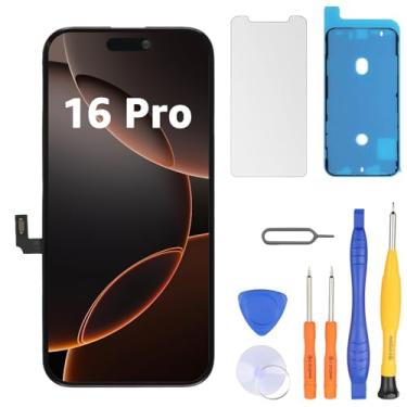 Imagem de LL TRADER Substituição de tela para iPhone 16 Pro 16.0 cm LCD Retina FHD Display COF Touch Screen Digitalizador com kits de ferramentas de reparo, fita impermeável, protetor de tela