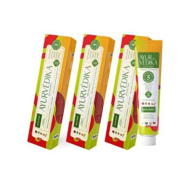 Imagem de Kit 3 Cremes Dentais Wild Mint Ayurvédika Sem Flúor Vegano 100g