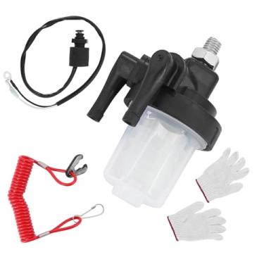 Imagem de Dokili 6E9-82575 Interruptor universal Kill Stop com cordão e filtro de combustível para motor de popa Yamaha 9,9HP 15HP 25HP 30HP 40HP 2 tempos 6E9-82575-02-00 61N-24560-00-00