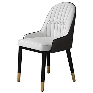 Imagem de Conjunto de 2 cadeiras de jantar modernas - Cadeira lateral de couro sintético de camurça fosca com design à prova d'água e pernas de metal - Opções de cores branca e cinza