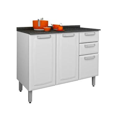 Imagem de Balcão Cozinha Itatiaia Luce 2 Portas 3 Gavetas Branco IG3G2-105