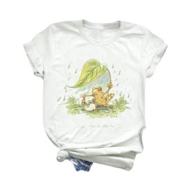 Imagem de Camiseta Feminina Com Estampa Animal, Manga Curta, Moda Fofa, Roupas D