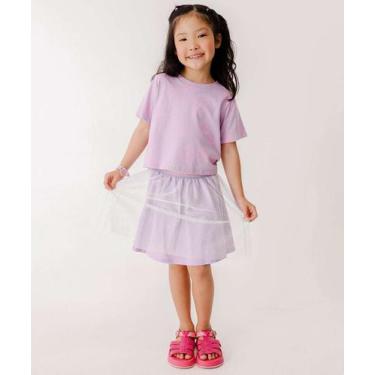 Imagem de Conjunto Infantil Flores Tule Marisa Tam 4 a 10-25203, Lilás, 4