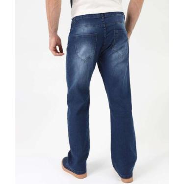 Imagem de Calça Masculina Jeans Reta Bolsos Azul-65028 - AKIYOSHI, 40, Jeans azu
