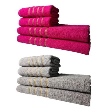 Imagem de Kit 8 Toalhas Grossas E Grandes Montreal 4 Banhos 4 Rostos Rosa+cinza