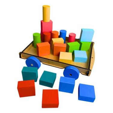 Imagem de Carro Formas Geométricas Carrinho de Madeira Infantil Brinquedos Educa