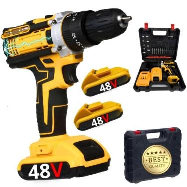 Imagem de Parafusadeira Furadeira De Impacto 48V 80 N.M. Profissional 2 Baterias