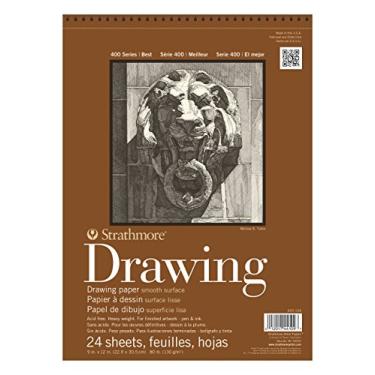 Imagem de Strathmore Bloco de desenho série 400-104 400, superfície lisa, encadernação de fio de 23 x 30 cm, 24 folhas