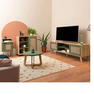 Imagem de Kit 4 Peças com Rack para TV até 75 Polegadas, Mesa de Centro, Mesa La