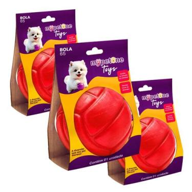 Imagem de 3 Brinquedo Bola Lisa TR 65 Mypetone - Vermelha