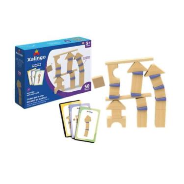 Imagem de Jogo Infantil Torre em Risco Desafio das Cartas 50 Peças Xalingo - 678