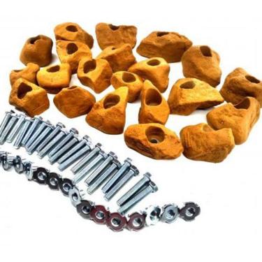 Imagem de Kit 21 Agarras Escalada Tam Pmg Realrocks Madeira Ocre