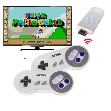Imagem de MINI CONSOLE RETRO SUPER NINTENDO COM 2 CONTROLES SEM FIO 4K HDMI COM 2000 JOGOS
