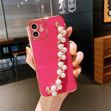 Imagem de Pulseira de pérolas chapeamento capa macia para iphone 13 12 pro max 11 xs x xr 7 8 plus mini se 2 glitter capa de silicone, i, para iphone 11