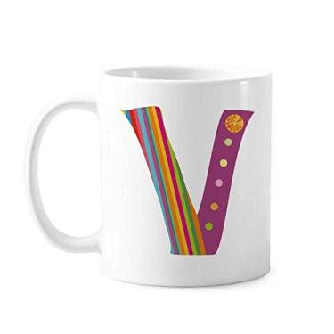 Imagem de V Alfabeto Laranja Frutas Padrão Bonito Caneca Cerâmica Café Porcelana Utensílios de Mesa