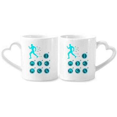 Imagem de Conjunto de canecas de porcelana para casal, ilustração humana, estrutura óssea, coração