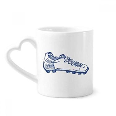 Imagem de Sapatos de futebol dos desenhos animados caneca padrão azul café cerâmica copo de coração de vidro