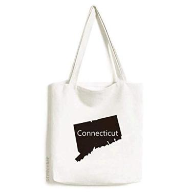 Imagem de Bolsa de lona Connectic America com contorno do mapa dos EUA bolsa de compras casual bolsa de mão
