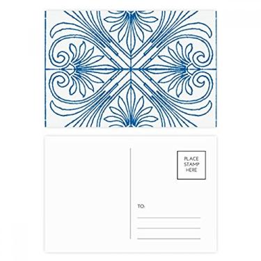 Imagem de Conjunto de cartões postais de aniversário com padrão decorativo azul estilo Talavera