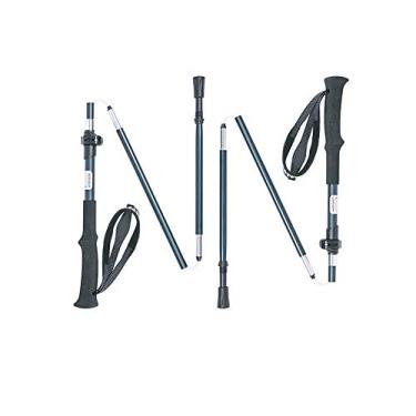 Imagem de N/H Pacote de 2 peças de bastões de caminhada, dobráveis e ajustáveis com sistema de trava rápida, fibra de carbono super forte e ultraleve e alumínio 7075 para acampamento, mochilão