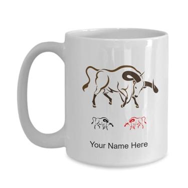 Imagem de Caneca personalizada Silhouette-kouprey, copo de café Silhouette-kouprey, ideia de presente Silhouette-kouprey, copo de silhueta personalizado-kouprey - caneca de café de 425 g