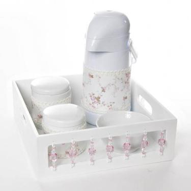 Imagem de Kit Higiene Com Porcelanas E Capa Pedra Rosa Quarto Bebê Menina - Poti