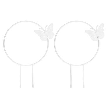 Imagem de Treliça De Escalada De Jardim De Borboletas OKJHFD Para Plantas Internas, 2 Peças De Treliça De Planta De Ferro Bonita Para Vasos Decorativos De Trepadeiras Com Flores De Hera(Round)