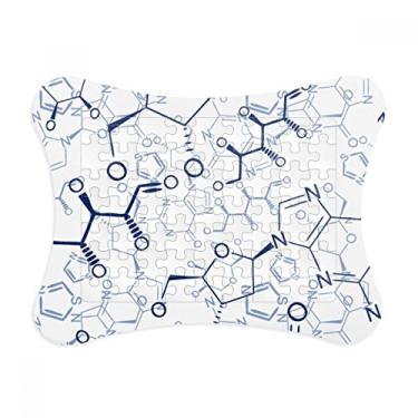 Imagem de Moldura de quebra-cabeça de estrutura molecular azul abstrata com estrutura química para decoração de imagem