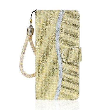 Imagem de Estojo bling para Xiaomi para Redmi Note 11 10 9 8 Pro 10C 11S 10S 9S 7 8T Glitter Card Sparkling Book Wallet Flip Leather Phone Case,Gold,For RedMi 10C