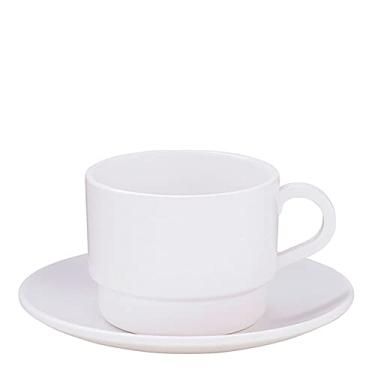 Imagem de Xícara Elegance Para Chá Com Pires 250ml Branca em Policarbonato Linha Profissional Cook Vem