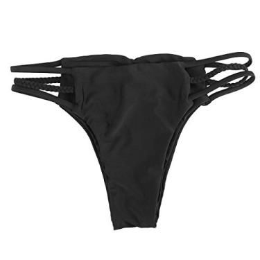Imagem de Biquíni feminino com tiras tanga Swim Bottoms Breve roupa interior tamanho S (preto)
