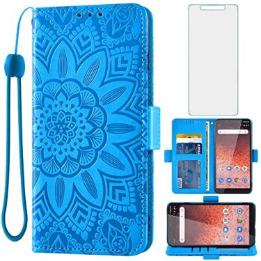 Imagem de Asuwish Capa de celular para Nokia 1 Plus com protetor de tela de vidro temperado e carteira de couro de flor flip com suporte para cartão de crédito acessórios para celular Nokia1plus + 1 Plus 1+