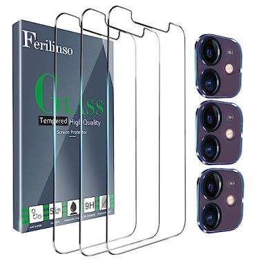 Imagem de Ferilinso [Pacote com 3 + 3] Pacote com 3 Protetores de Tela para iPhone 11 com 3 Acessórios Protetor de Lente de Câmera Filme de Vidro Temperado para iPhone 11 6,1 Polegadas-4-Dourado