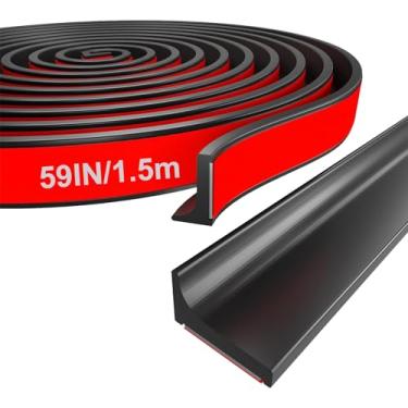 Imagem de Protetor de água de chuveiro de silicone - Barragem dobrável com barreira autoadesiva para borda de área de cozinha/pia (preto, 1,5 m/59 pol.)