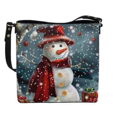 Imagem de HUGS IDEA Bolsas Boho para mulheres bolsa de couro ombro bolsa transversal, Boneco de neve cinza