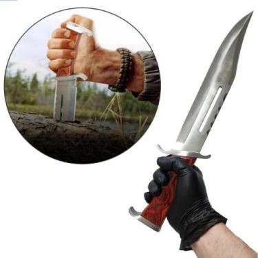Imagem de Faca de Caça 18" Lâmina Full Tang para Sobrevivência com Cabo em Madei