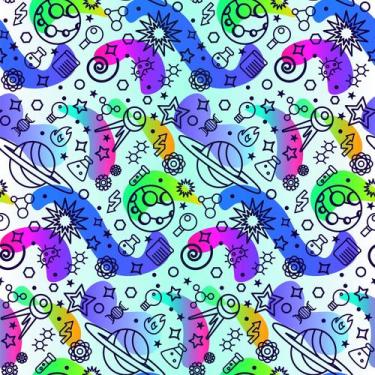 Imagem de Papel De Parede Adesivo Planetas Astronomia Aquarela Colors Quarto  1m