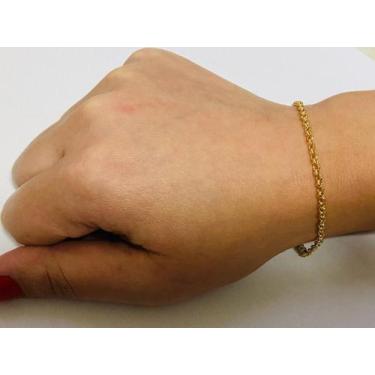 Imagem de Pulseira Feminina Portuguesa Ouro 18k 750 - ThiLe Jóias, 19 cm