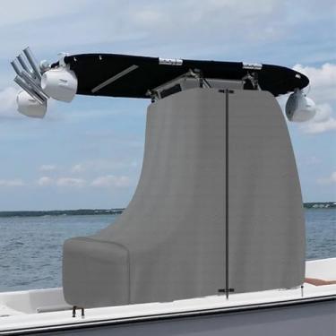 Imagem de JPURXC Capa de console central T-Top para barco, tela de grau marítimo impermeável 900D, capas de console de barco resistente ao ar livre, console central de barco de proteção e assento de leme