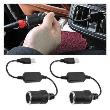 Imagem de 2 peças de tomada de isqueiro de carro, USB A macho para isqueiro de 12 V fêmea conversor de energia, adaptador de cabo de tomada de isqueiro automático, adequado para gravador de carro, cachorro