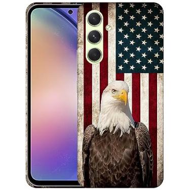Imagem de SM CASES Capa para Samsung Galaxy A35 5G - Bandeira dos EUA águia careca grunge design impresso 3D capa traseira de plástico rígido compatível com Samsung Galaxy A35 5G branco