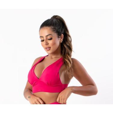 Imagem de Top Com Bojo Cruzado Nas Costas Feminino Academia Fitness - blees, Ros
