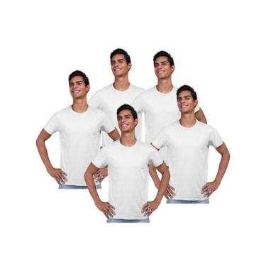 Imagem de 5 Camisetas Brancas Malha P/ Sublimação Poliéster Atacado Branca - Del