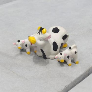 Imagem de Miniatura Trio Familia Vaca Vaquinha Enfeite Decoracao Ceramica - Hp D