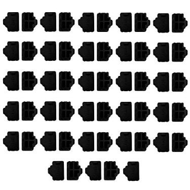 Imagem de 55 peças de silicone Ethernet Hub Port RJ45 antipoeira tampões protetor tampa de rolha para porta fêmea preta para TV, computador, outros dispositivos.