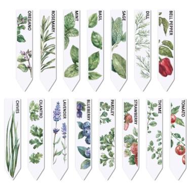 Imagem de arricraft 15 etiquetas de vegetais e frutas, ervas, plantas, marcadores de acrílico com padrão estético, pimentão, mirtilo, menta, sálvia, jardim, placa para sementes, vasos, suprimentos agrícolas,