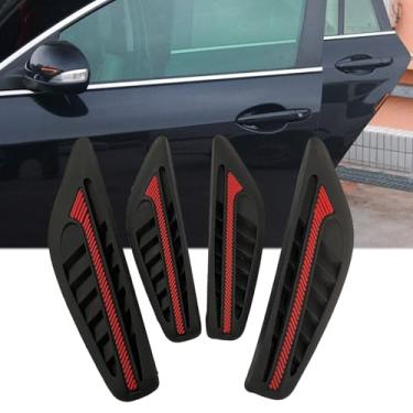 Imagem de 4 Peças JDM Vermelho Silicone Antifricção Protetor de Borda da Porta do Carro/Adesivo Protetor de Espelho Retrovisor